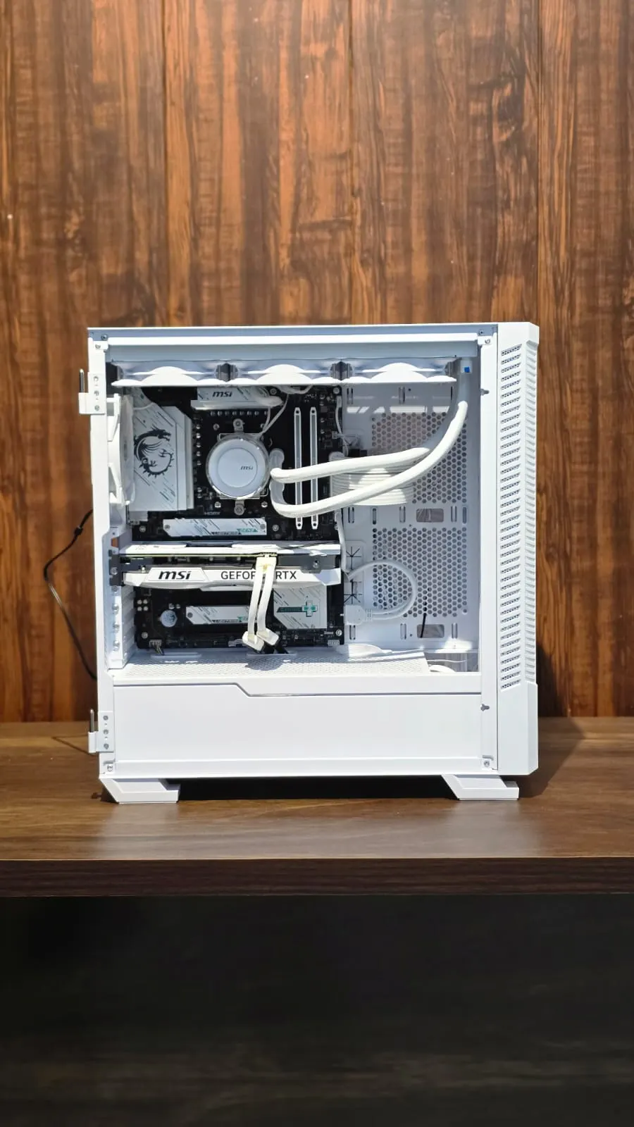 A finished all-white custom build from the shop, ready for delivery