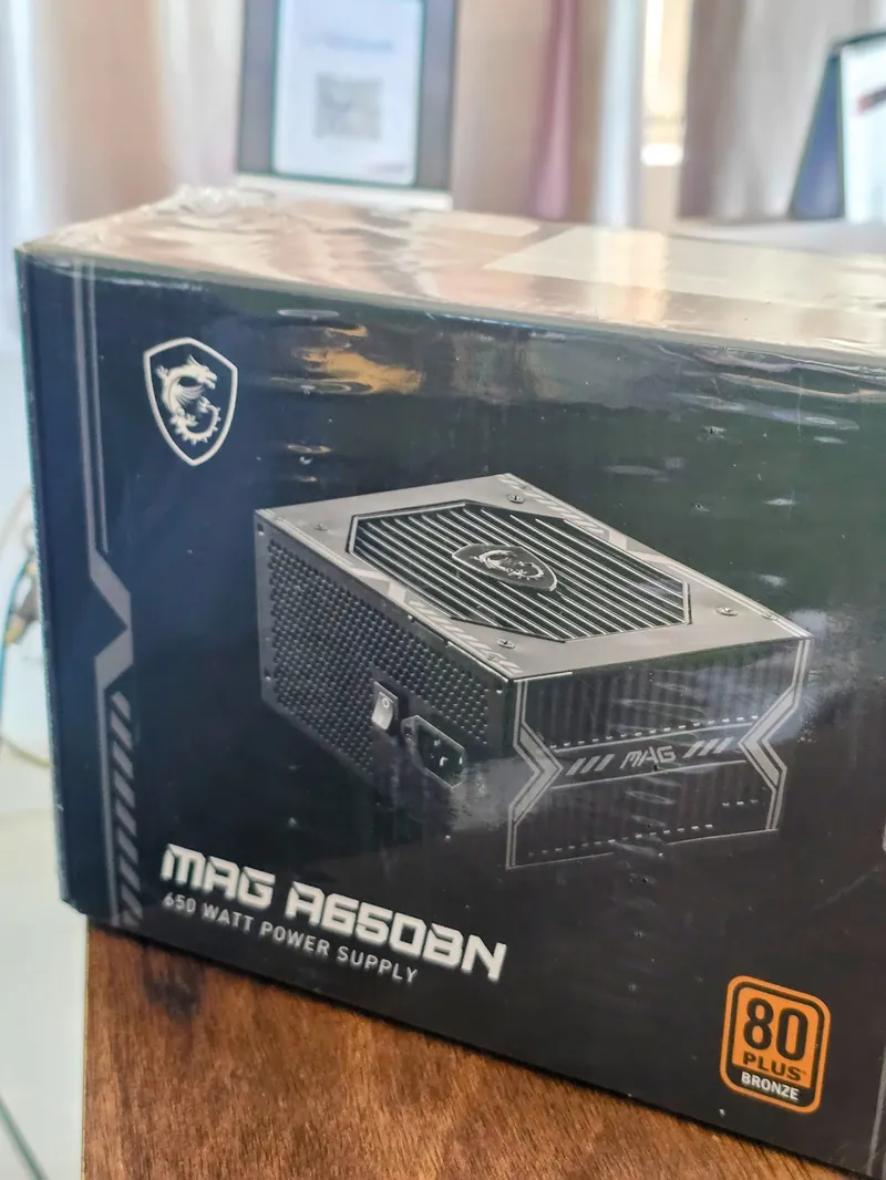 Retail box marked MSI MAG A650BN, 650 Watt and 80 PLUS Bronze