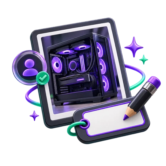Illustration of adding a photo and name to a PC rig