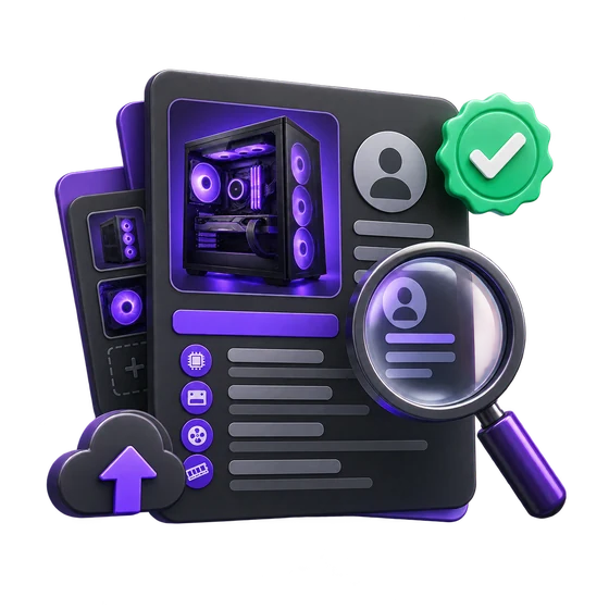 Illustration of a PC rig being reviewed and approved