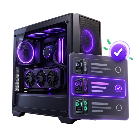 Illustration of selecting a saved PC build